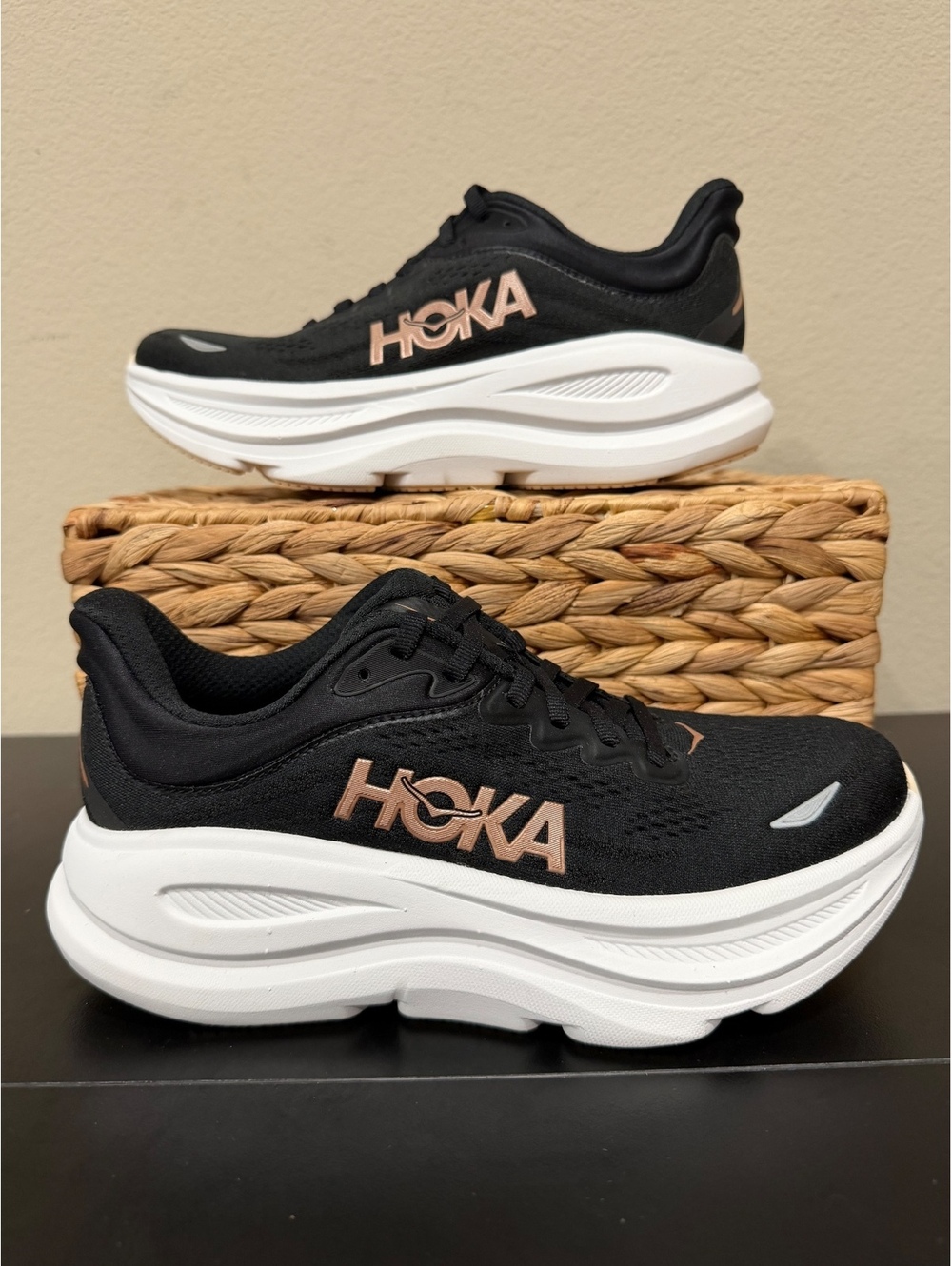 Size 6 - Hoka Women’s Bondi 9 “Black Rose Gold”
